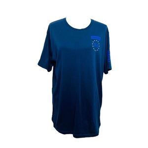 Under Armour Men’s Shirt Blue Short Sleeve Freedom Heat Gear Loose Fit Size XL